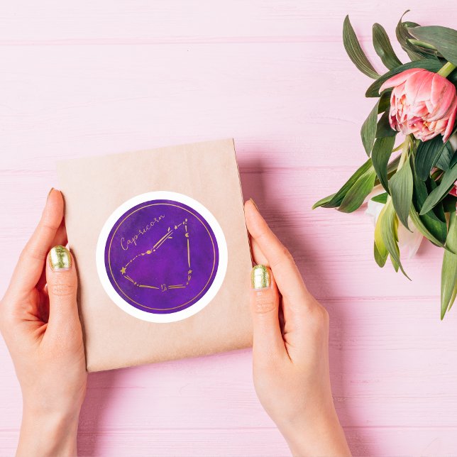 Sticker Rond Capricorne d'or Foil Zodiac Constellation (Créateur téléchargé)