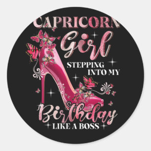 Sticker Rond Capricorne Fille Entrant Dans Mon Anniversaire Com