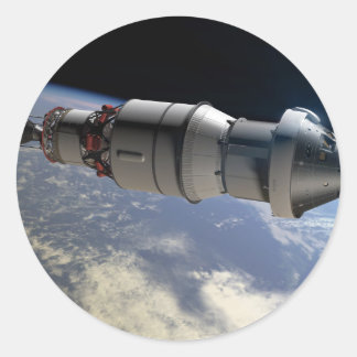 Sticker Rond Capsule Orion et Delta IV en orbite