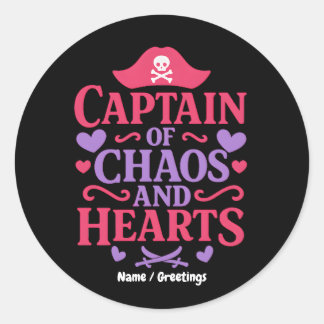 Sticker Rond Captain of Chaos and Hearts Pirate Graphic