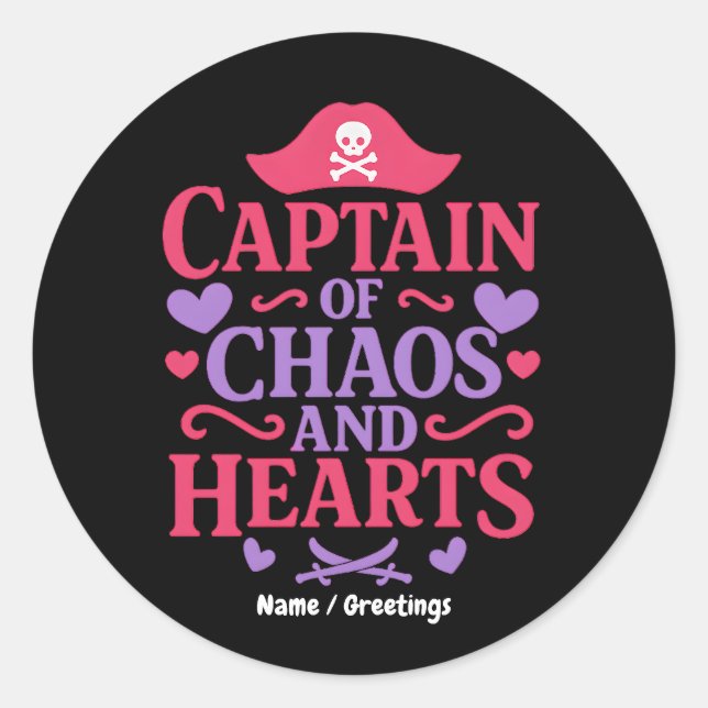 Sticker Rond Captain of Chaos and Hearts Pirate Graphic (Devant)