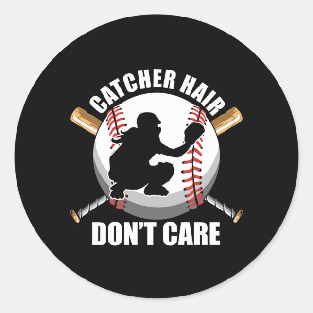 Sticker Rond Capteur Cheveux Softball Baseball Bat Ball Joueur  (Devant)