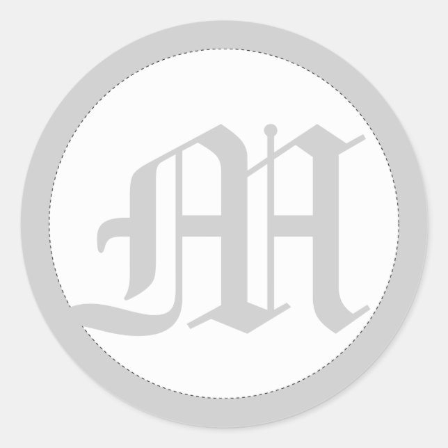 Sticker Rond Capteurs d'enveloppe mariage rond avec monogramme (Devant)