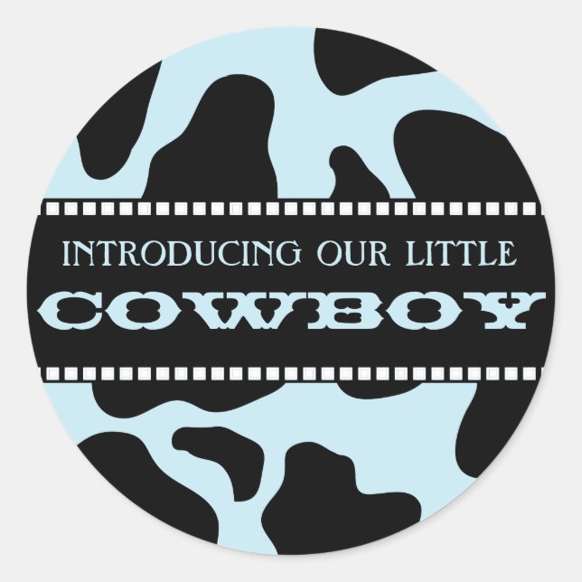 Sticker Rond Capture de la vache Imprimer Bleu Baby shower Cowb (Devant)