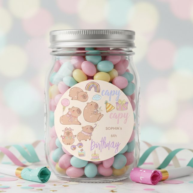 Sticker Rond Capy capy birthday (Créateur téléchargé)