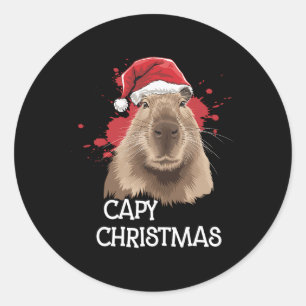 Sticker Rond Capy Noël Noël Noël Noël Noël chapeau de Noël Paja