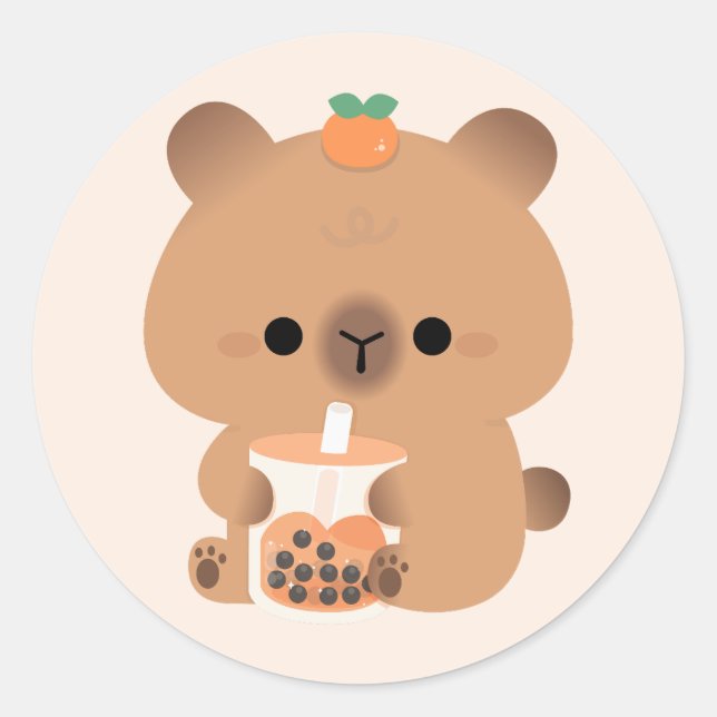 Sticker Rond Capybara Boba (Devant)