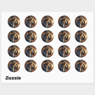 Sticker Rond "Capybara Cowboy : Serenading the Wild West"
