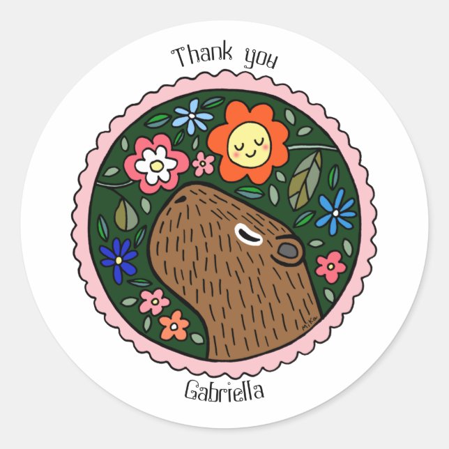 Sticker Rond Capybara Custom Party Favoriser la messagerie pers (Devant)