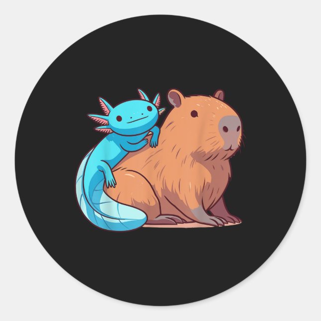 Sticker Rond Capybara Et Axolotl (Devant)