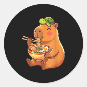 Sticker Rond Capybara et tortue mignons sac à dos ramen kawaii