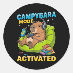 Sticker Rond Capybara Gamer Jeu T-shirt_1.png