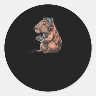 Sticker Rond Capybara Player Immersion Totale Dans Le Travail V