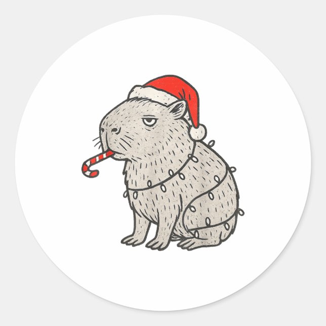 Sticker Rond Capybara Smoking Christmas Ugly Cigarette Gen Z  (Devant)