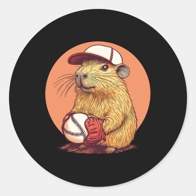 Sticker Rond Capyra Vend Joueur En Casquette Mal (Devant)