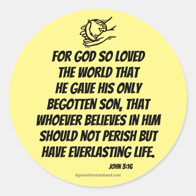Sticker Rond Car Dieu a tant aimé le monde Jean 3:16 (Devant)