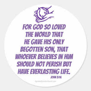 Sticker Rond Car Dieu a tant aimé le monde Jean 3:16