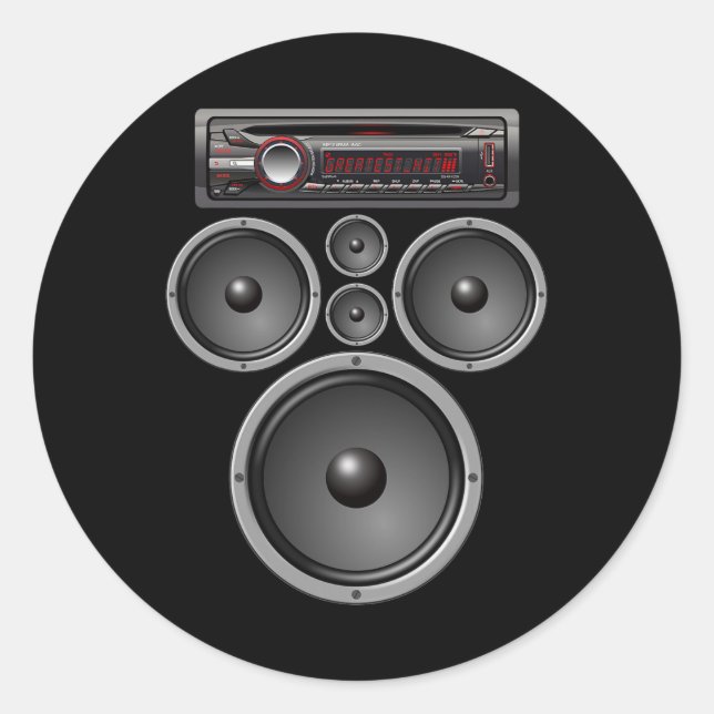 STICKER ROND CAR STEREO SPEAKERS SYSTÈME AUDIO HALLOWEEN COSTUM (Devant)