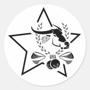 Sticker Rond Carabao de buffle d'eau noire dans une étoile noir