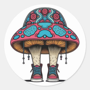 Sticker Rond Caractère Basket de champignon