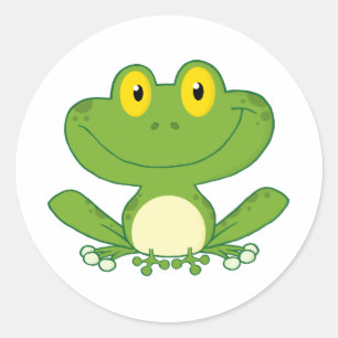 Sticker Rond Caractère de dessin de la grenouille mignonne