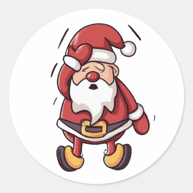 Sticker Rond Caractère de dessin de Noël - Père Noël (Devant)