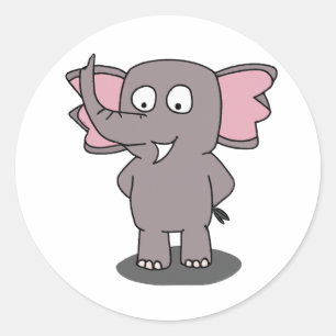 Sticker Rond Caractère de dessin éléphant