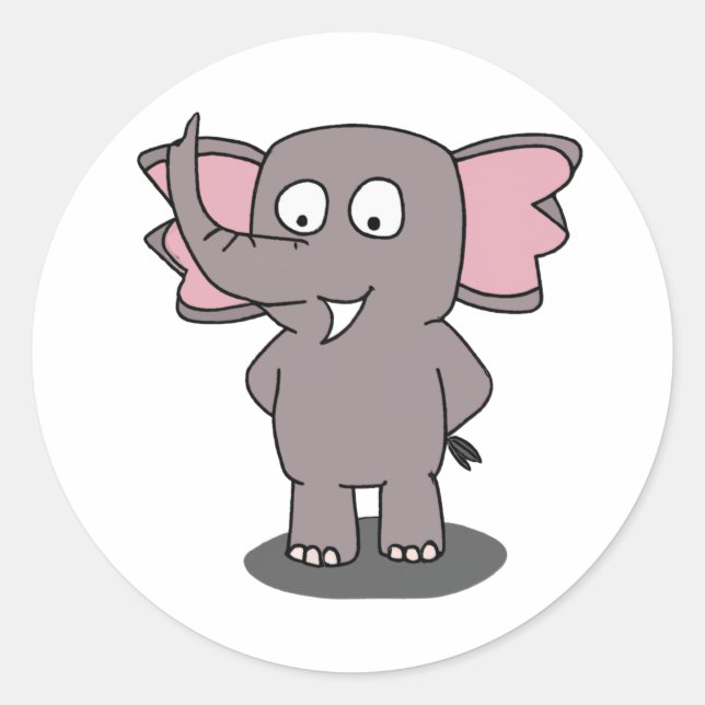 Sticker Rond Caractère de dessin éléphant (Devant)