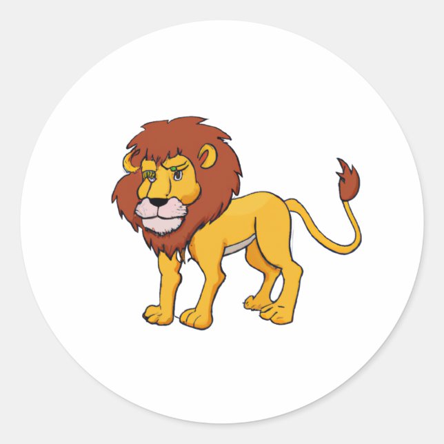 Sticker Rond Caractère de dessin Lion (Devant)