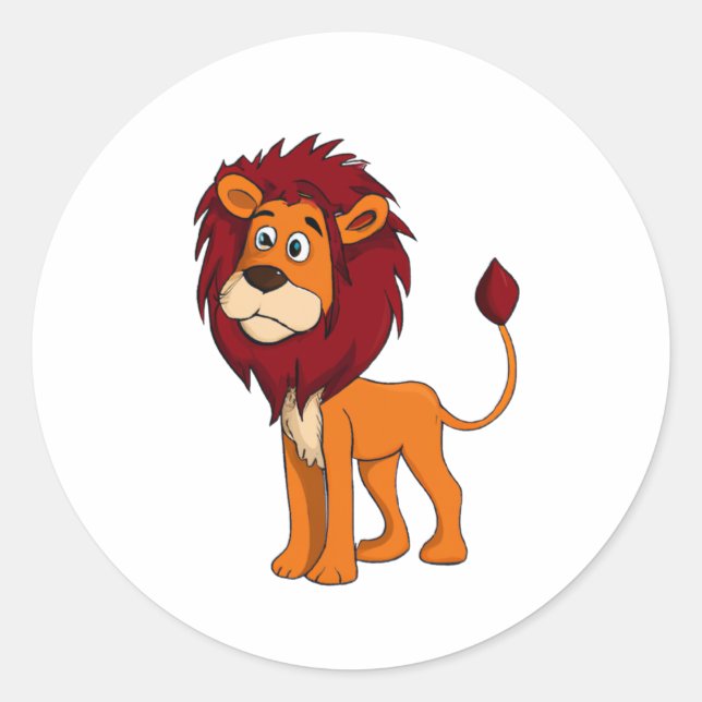 Sticker Rond Caractère de dessin Lion (Devant)