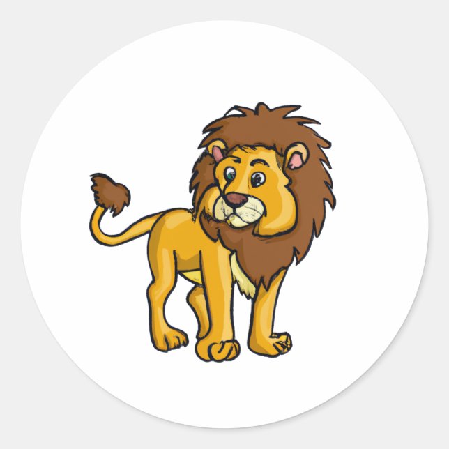 Sticker Rond Caractère de dessin Lion (Devant)