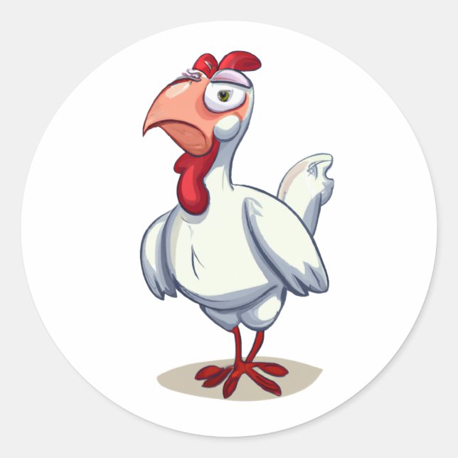 Sticker Rond Caractère de dessin Poulets (Devant)