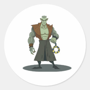 Sticker Rond Caractère de dessin - Vilain