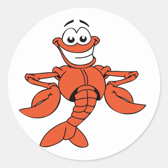 Sticker Rond Caractère de homard au dessin souriant (Devant)