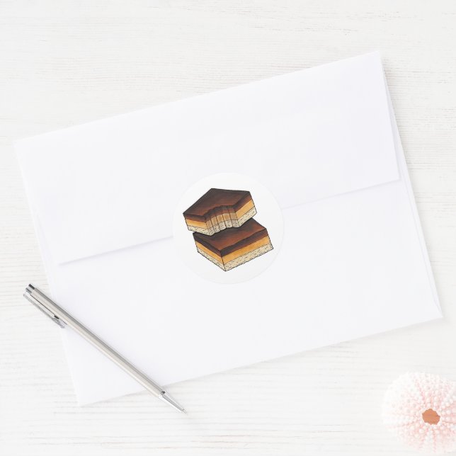 Sticker Rond Caramel de pain court de millionnaire Traybake bri (Enveloppe)