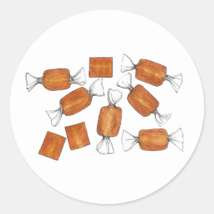 Sticker Rond Caramels Salés Maison Sucres Bonbons Fabriqués Par