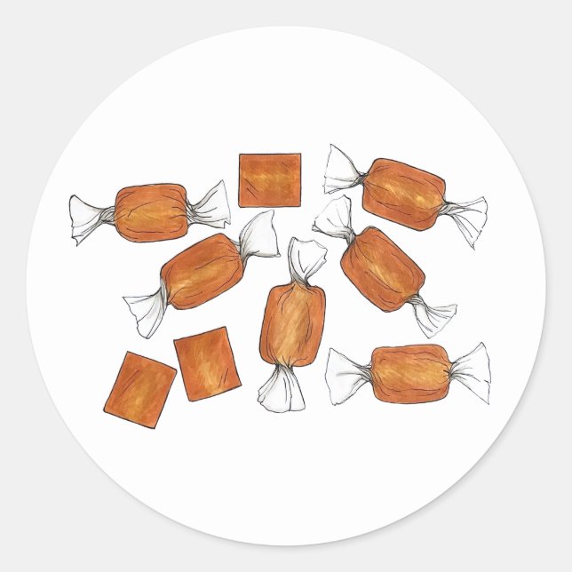 Sticker Rond Caramels Salés Maison Sucres Bonbons Fabriqués Par (Devant)