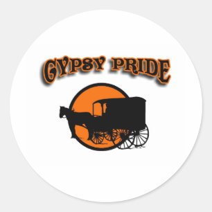 Sticker Rond Caravane traditionnelle Gypsy Pride