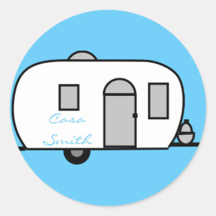 Sticker Rond caravane vintage classique arrondie