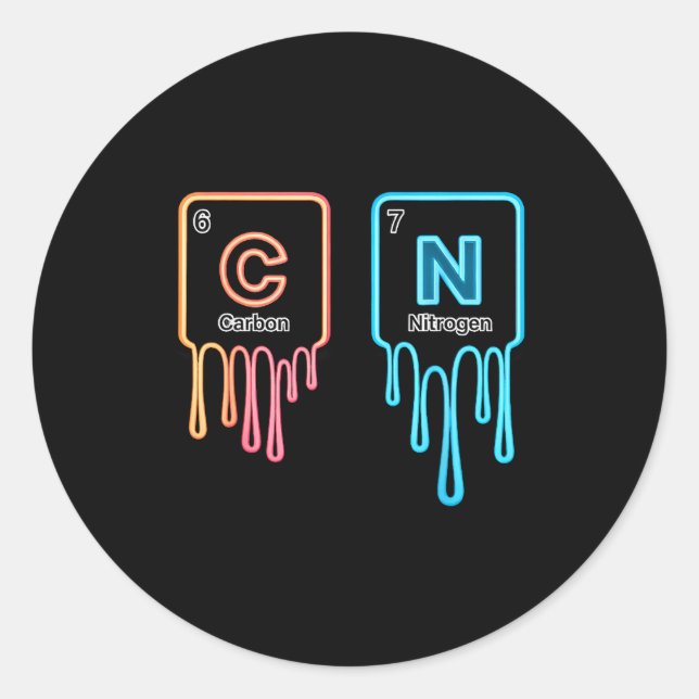 Sticker Rond Carbon Nitrogen Science Design Fun Chemistry Lover (Devant)