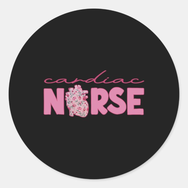 Sticker Rond Cardiac Nurse Valentine's Day Valentine Cardiologi (Devant)