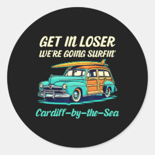 Sticker Rond Cardiff By The Sea Surf Californie Femmes Hommes V