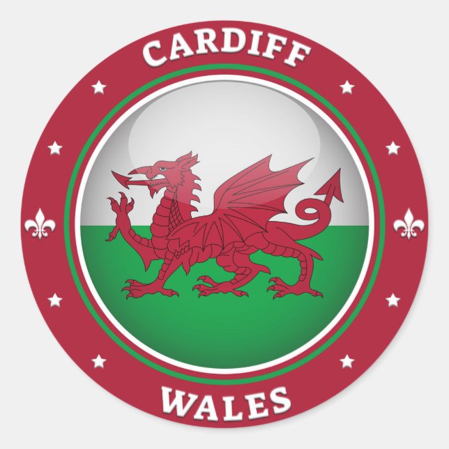 Sticker Rond Cardiff Wales (Devant)
