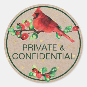 Sticker Rond Cardinal Bird & Berries Texte personnalisé