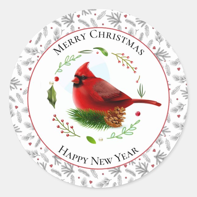 Sticker Rond Cardinal rouge (Devant)