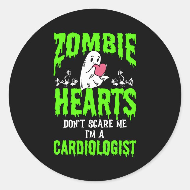 Sticker Rond Cardiologie d'Halloween Cardiologue Docteur Cardia (Devant)