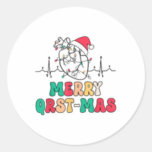 Sticker Rond Cardiologie Infirmière Noël Ecg Coeur Anatomie Tac