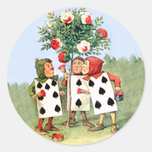 Sticker Rond Cardmen de la reine des coeurs peint les Roses des