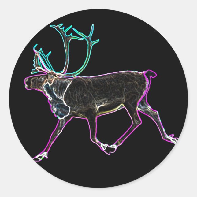 Sticker Rond Caribou électrique (Devant)