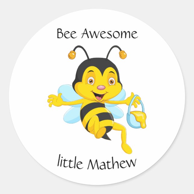 Sticker Rond Caricature adorable Bee Boy (Devant)